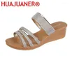 Tofflor 2024 Summer Casual Sandals Women's Wedge Alla samma mjuka undersidor som inte glider modeplattformskor