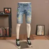 Stilk designer di jeans maschili uomini corti da uomo blu retro blu slim fit shorts hip hop dipinto dipinto
