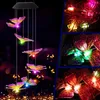 Dekorativa figurer Butterfly Solar Lights Wind Chime Colorful Light Waterproof Hanging Lamp Chimes for Yard Lawn