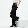 Women's Jeans Black Summer Casual Thin Ripped Fashion High Waist Baggy Straight Pants Lazy Wind Street Wide Leg Mopping Denim Trouser