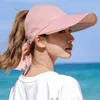 Hates de borde anchos cubo para mujer Sombrero solar Biciclismo Remirable para mujer retráctil Vacío Béisbol Wide UV Protective Playa Q240427