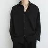 Chemises décontractées pour hommes Couleur coréenne Couleur unie printemps Luxury Grey Grey Silk Shirt Long Manche Loose Boutons pour hommes