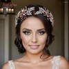 Klipy do włosów TOPQUEEN BRIDAL HED RAMENT Rzętna Perła Ręcznie robiony tiara dla kobiet metalowe akcesoria HP272