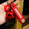 Keychains Football KeyChain for Fan PVC Soft Glue Soccer Pendant Accessories Bag Decoration Qatar Cup Souvenirs Nyckelkedjiga gåvor