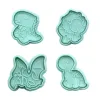 Stampi 4pcs Dinosaur cookie cutter biscotto timbro stampante stampo cartone animato motro per animali da cookie stampi per la cottura