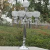 Świecowe uchwyty na najwyższą ocenę 76 cm Wysokość 5-ramą metalowe kandelabry z kryształowymi pendatami błyszczącego srebrnego wykończenia ślubnego