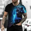T-shirts masculins 3D Lightning Leopard Mens T-shirt T-shirt Fashion Street Hip Hop T-shirt Summer Ocbasy Owck à manches courtes