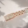 15mm Rose Gold 2 Tone Pig Nose Fine Jewelry S925 Silver Cuban Link Chain Bracelet Vvs1 Moissanite Necklace Iced Out Bracelet