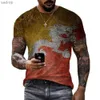 Herr t-shirts New World Flag Mens T-shirt 3D Högupplöst grafisk tryckning Ultratunn Hot Selling Short Sleeved Vintage Crewneck Top Clothing6xlxw