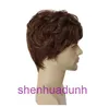 2023 Mens High Temperature Silk Wig Short Brown Curly Hair Natural Black Boys