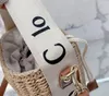 2024 mode letters print strandtassen stro vlecht winkel emmer tassen crossbody portemonnee