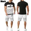 2024 foreign trade summer men's plus-size leisure sports breathable thin suit men's color matching T-shirt set in stock