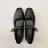 Lässige Schuhe weicher Soled und Leder Single Schuh Frauen 2024 Spring Retro Square Toe One Line Schnalle flach geschnitten flach flach