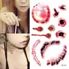 Party Decoration Halloween Zombie Scars Tattoos Waterproof 3D Bite Mark Tattoo Sticker With Fake Scab Blood Special Costume Small Neck Tatoo