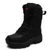 Botas talla grande 36-46 Combate de cuero militar para hombres y mujeres pelos pelos de invierno nieve al aire libre Artadines zapatos