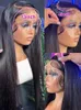 Syntetyczne peruki 13x6 prosta koronkowa peruka przednia Brazylia 360 HD przezroczyste kobiety Włosy 30 cali 4x4 Zamknięte Q240427