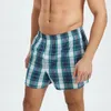 Underpants Männer Unterwäsche Boxer Plaid Baumwolle bequemes gestreiftes Höschen lockern hochwertiger übergroßer atmungsaktiv