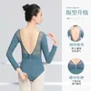 Bühnenbekleidung Rückenfreier Ballett Trikot für Frauen Langarm Mesh Spleiß Tanz Kostüm Erwachsene Elegante Gymnastik Bodysuit Übungskleidung