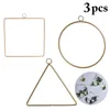 Decorative Figurines 3PCS Nordic Style Simple Floral Hoop Round Triangle Square DIY Wire Wreath Frame Home Decor Crafts Plant Container