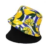 Berets 2024 Panama Männer Frauen Eimer Hut Casual Obst Zitronendruck Bob Hats Streetwear Hip Hop Caps Sommerfischer