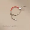 Cluster Rings 65 69 Mm Silver Ring 925 Korean For Women Sxerling Jewelry Zircon Big Chain Red Rope Adjustable Girl