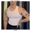 Herentanktops T-shirt Vest Elastische slanke fit onregelmatige riem sexy mouwloze slinger dagelijkse vakantie stijlvolle comfortabele mannetje