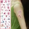 Tattoo transferência de aquarela flores feminino nova flor de cerejeira pétalas pintando tatuagem de tatuagem temporária à prova d'água e anti -suor descartável 240426