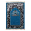 Tapete de oração de fio Chenille impresso para o muçulmano Ramadan Tassel Adoração de impressão ajoelhada carpete não deslizamento Ranta de oração Islâmica Presentes 240420