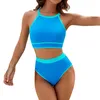 Women's Swimwear Swimming Suit Skirt High Waisted Bikini Sets Sporty Two Swimsuit Color Block Underwire Bathing Tops For Women