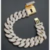 Bracelet cubain de Miami Sobanie 14K Bijoux hip hop lourd 18 mm Moisanite Diamond Baguette Cuban Link Chain