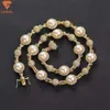 Collier de bijoux de mode Luxury plaqué Gold 925 Diamond en argent sterling n Collier Iced Out Moisanite and Pearl