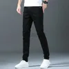 Men's Jeans Spring and Summer New Men's Jeans Slim Fit Small Feet Pants Edition Trendy Elastic Youth Black Denim Long Pants Plus Size Pants