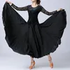 Stage Wear Womens Ballroom Lyrical Dance Dress Lace Long Sleeve Patchwork Rooks voor Waltz Cha-Cha Performance Competition