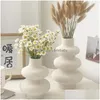 Vases Circle Ceramic Vase Pampas Grass Modern Dried Flowers Decorative For Centerpieces Kitchen Office Living Room Drop Delivery Dhg81