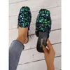 Casual Shoes 2024 Autumn Crystal Mules Slippers Women Slingback Dress Walking Flip Flops Designer Low Heels Square Toe Sandaler