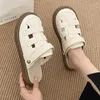 Casual schoenen Leisure Dames Sandalen Minimalistisch geweven broodje Toe dikke zool slippers 2024 Zomer Wit veelzijdige Roman