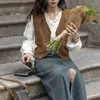 Frauenweste Vintage Weste Frauen Frühling Sommer Mode koreanische ärmellose braune kurze Tops Jacke weiblich lässig