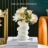 Vaser runda munbord dekoration vas vit imitation porslin blomma kruka dekorativa plantering krukor ingen burrs spiral 65g