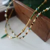 Dopamine colored rice bead natural pearl necklace fashionable niche beaded ethnic style clavicle chain for women