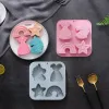 Moldes de dibujos animados de unicornio de silicona molde de chocolate sirena pastel de dulces para hornear molde de diy estrella arcoiris para jabón para hacer regalos