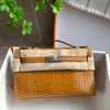 Sac fourre-tout véritable cuir importé américain crocodile carré mini sac pour femmes crocodile peau à la main sac à main