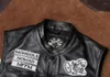 Mäns Vests Club Biker Gang Läder Lysande Reflective Cargo Vest Cowhide Riding