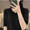 T-shirts pour femmes ramie tricot t-t-t-shirt t-shirt femme vêtements tops coton tshirt féminin V-cou