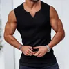 Tabbour pour hommes Summer Men V-Neck Vest Gym Top Fitness Fitness Sans manches Exercice d'exercice de sports Sports Sortie des gymnases