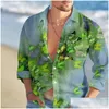 Herrklänningskjortor Mens Floral Printing 3D Shirt Summer Long Sleeve Man Fjäril