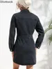 Lässige Kleider Olivekwok Frauen Jeans Single Breasted Long Sleeve Turndown Kragenkleid 2024 Street Fashion Jean A-Line Vestidos