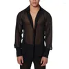 Chemises décontractées pour hommes Summer pour hommes Black Thin Sheer Mens Shirt Breathable Top Night Show