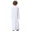 Kleding sets kinderen gewaad tieners zomer solide kleur outfit kinderen 4-12 jaar nationale thobe jongens lange mouw moslimkleding 2024 folk thawb