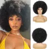 Perruques synthétiques Africain Twisted Curly 13x4 Lace Front Human Hair Wig Short Fluffy Remi Black Femme 180% densité Q240427