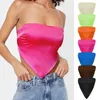 Women's T Shirts Shirt Women Sexy Lace-up Back Color Butyl Strapless Pure Triangle Towel Wipes Bosom Midriff Antiskid Tshirt WSL4875